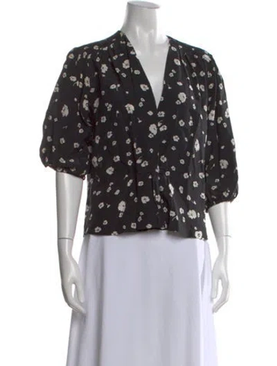 Pre-owned Givenchy Silk Floral Print Top In Black