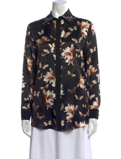 Pre-owned Givenchy Silk Floral Print Top In Black