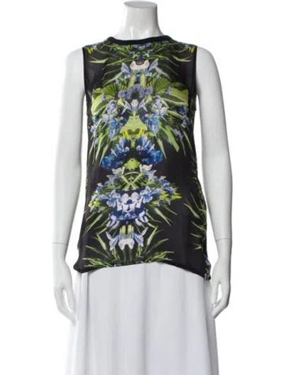 Pre-owned Givenchy Silk Floral Print Top In Blue