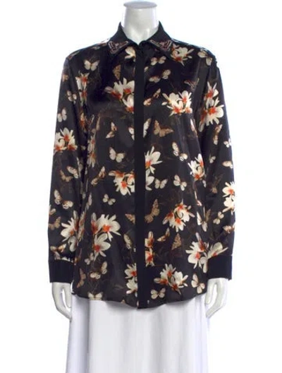 Pre-owned Givenchy Silk Floral Print Top In Blue