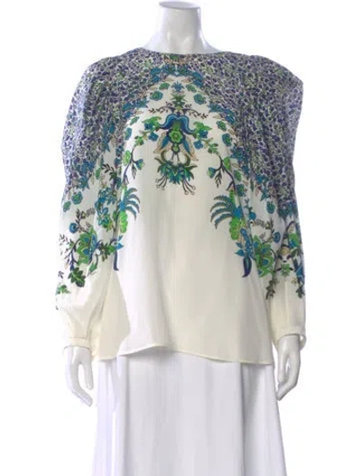 Pre-owned Givenchy Silk Floral Print Top In Neutral