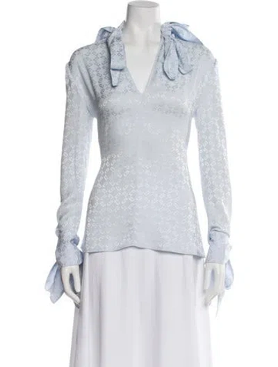 Pre-owned Givenchy Silk Graphic Print Blouse In Blue