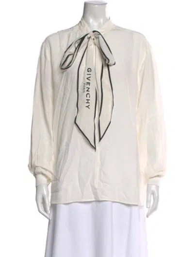 Pre-owned Givenchy Silk Graphic Print Blouse In White