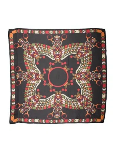 Pre-owned Givenchy Silk Graphic Print Scarf In Black