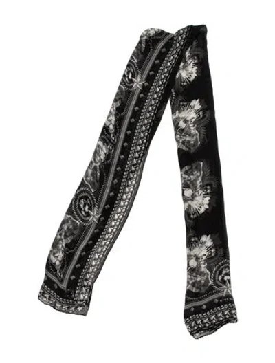 Pre-owned Givenchy Silk Graphic Print Scarf In Black