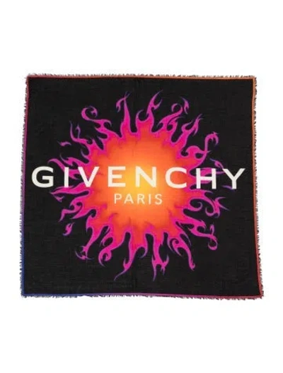 Pre-owned Givenchy Silk Graphic Print Scarf In Black