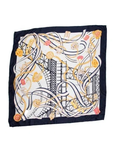 Pre-owned Givenchy Silk Graphic Print Scarf In Blue