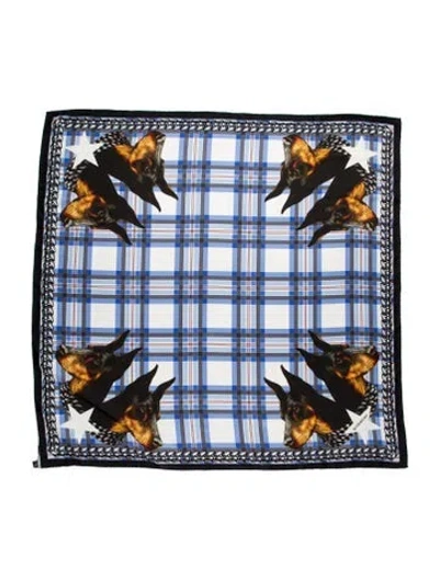 Pre-owned Givenchy Silk Graphic Print Scarf In Blue
