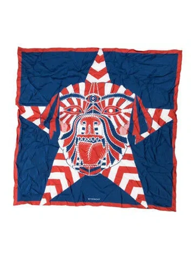 Pre-owned Givenchy Silk Graphic Print Scarf In Blue