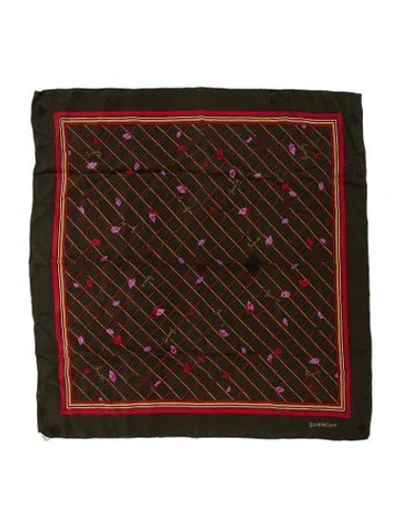 Pre-owned Givenchy Silk Graphic Print Scarf In Green