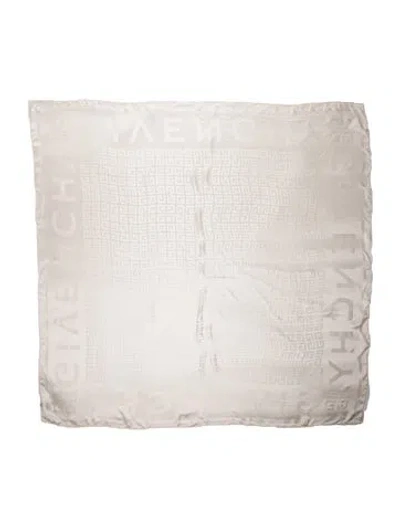 Pre-owned Givenchy Silk Graphic Print Scarf In Neutrals