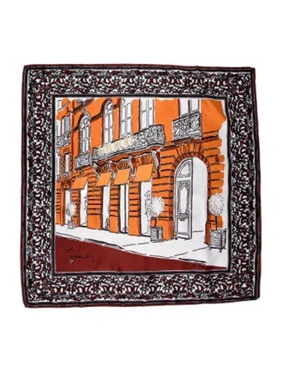 Pre-owned Givenchy Silk Graphic Print Scarf In Orange