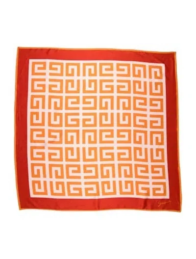 Pre-owned Givenchy Silk Graphic Print Scarf In Orange