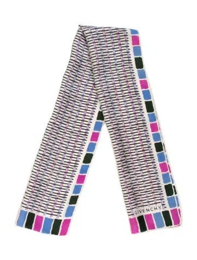 Pre-owned Givenchy Silk Graphic Print Scarf In Purple