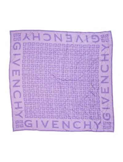 Pre-owned Givenchy Silk Graphic Print Scarf In Purple