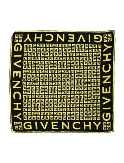 Pre-owned Givenchy Silk Graphic Print Scarf In Yellow