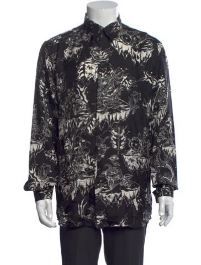 Pre-owned Givenchy Silk Graphic Print Shirt In Black