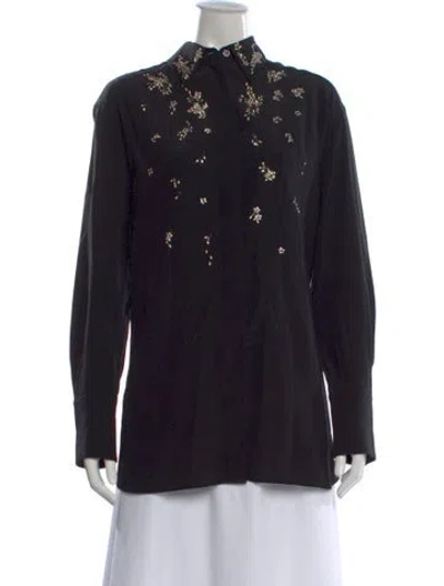 Pre-owned Givenchy Silk Graphic Print Top In Black