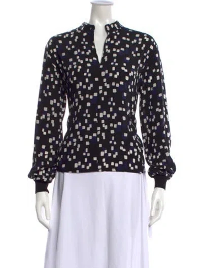 Pre-owned Givenchy Silk Graphic Print Top In Black