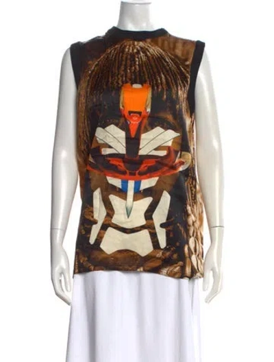 Pre-owned Givenchy Silk Graphic Print Top In Black