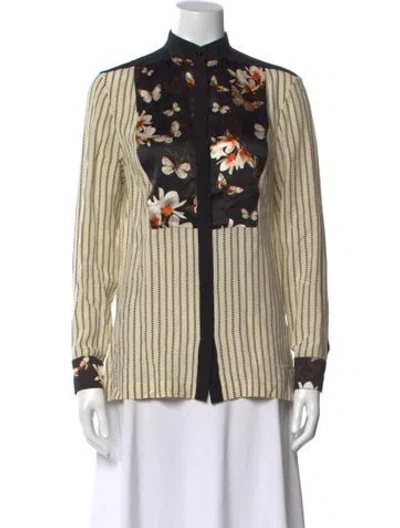 Pre-owned Givenchy Silk Graphic Print Top In Neutral