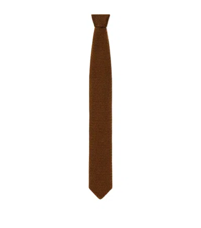 Givenchy Silk Knitted Tie In Brown