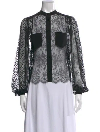Pre-owned Givenchy Silk Lace Pattern Blouse In Black