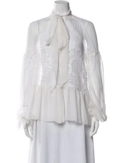 Pre-owned Givenchy Silk Lace Pattern Blouse W/ Tags In White
