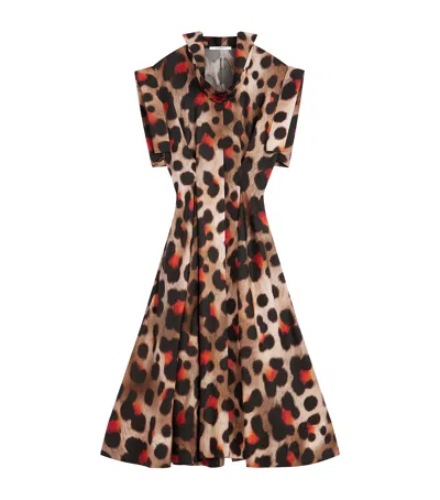 Givenchy Silk Leopard Print Midi Dress In Brown