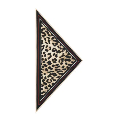 Givenchy Silk Leopard Print Scarf In Brown