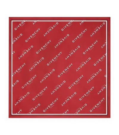 Givenchy Silk Logo Pocket Square In Red