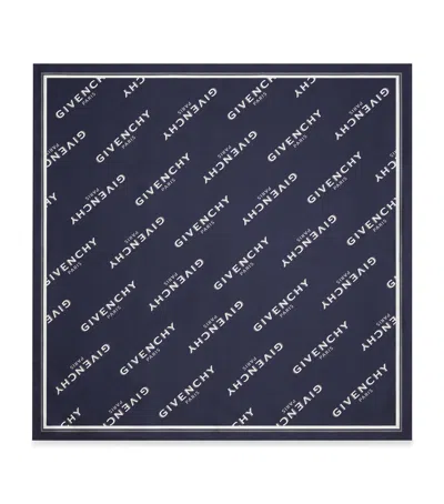 Givenchy Silk Logo Pocket Square In Blue
