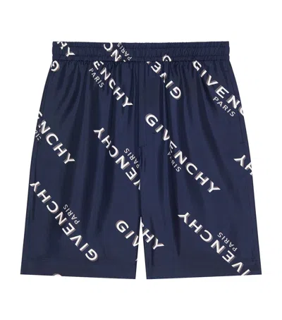 Givenchy Silk Logo Shorts In Multi