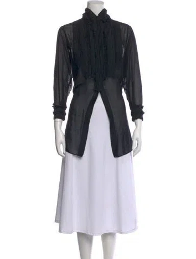 Pre-owned Givenchy Silk Long Sleeve Blouse In Black