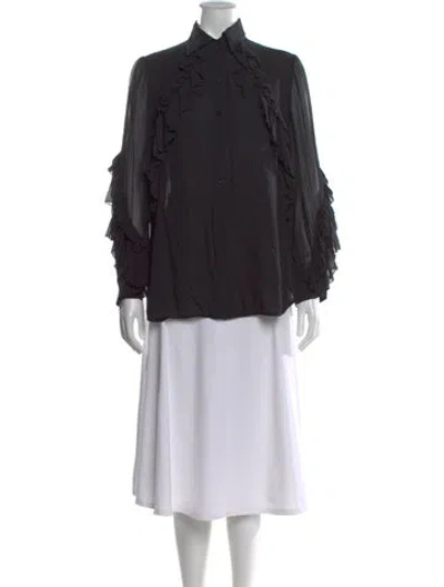 Pre-owned Givenchy Silk Long Sleeve Blouse In Black