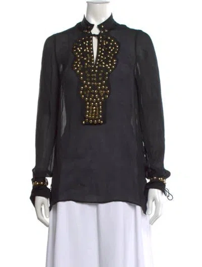 Pre-owned Givenchy Silk Long Sleeve Blouse In Black