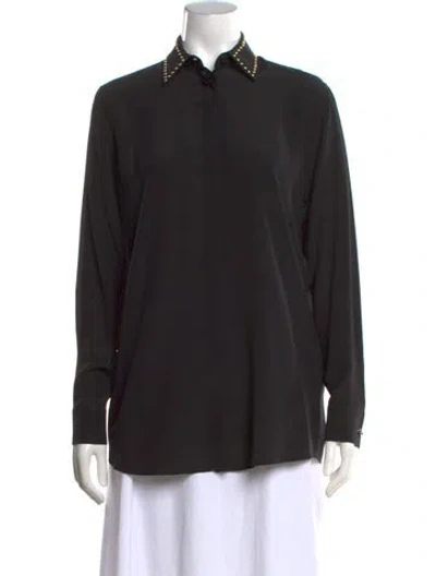 Pre-owned Givenchy Silk Long Sleeve Blouse In Black