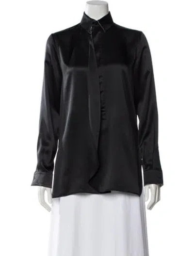 Pre-owned Givenchy Silk Long Sleeve Blouse In Black