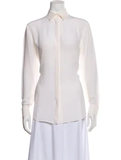 Pre-owned Givenchy Silk Long Sleeve Blouse In Neutral