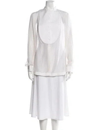 Pre-owned Givenchy Silk Long Sleeve Blouse In Neutral