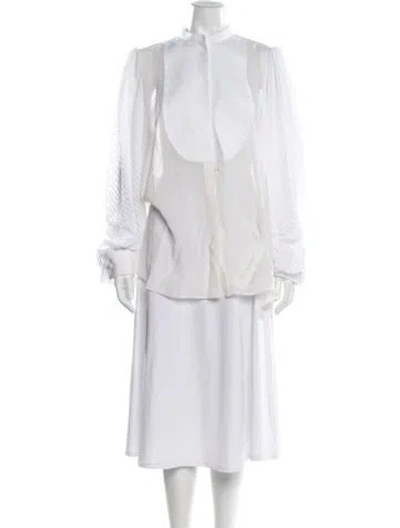 Pre-owned Givenchy Silk Long Sleeve Blouse In Neutral