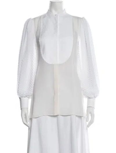 Pre-owned Givenchy Silk Long Sleeve Blouse In Neutrals