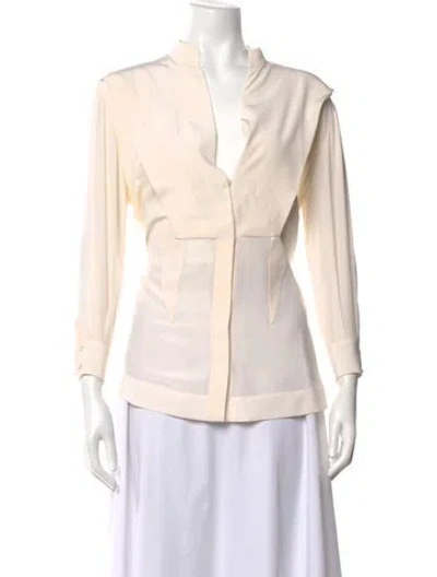 Pre-owned Givenchy Silk Long Sleeve Blouse In Neutrals