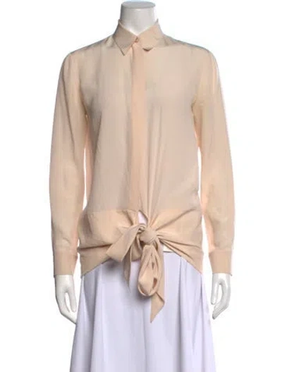 Pre-owned Givenchy Silk Long Sleeve Blouse In Pink