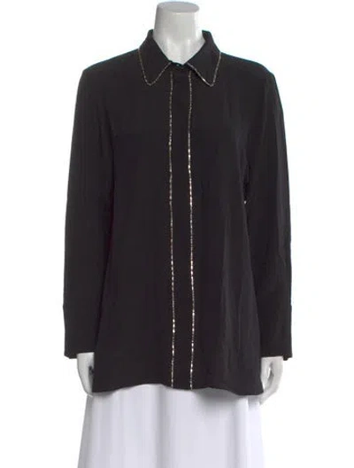Pre-owned Givenchy Silk Long Sleeve Button-up Top In Black