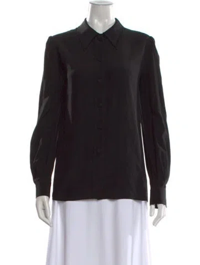 Pre-owned Givenchy Silk Long Sleeve Button-up Top In Black
