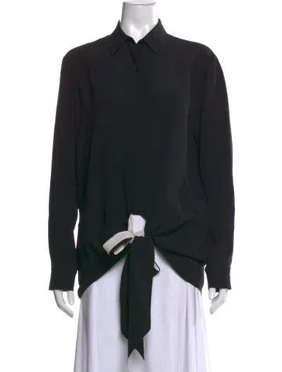 Pre-owned Givenchy Silk Long Sleeve Button-up Top In Black
