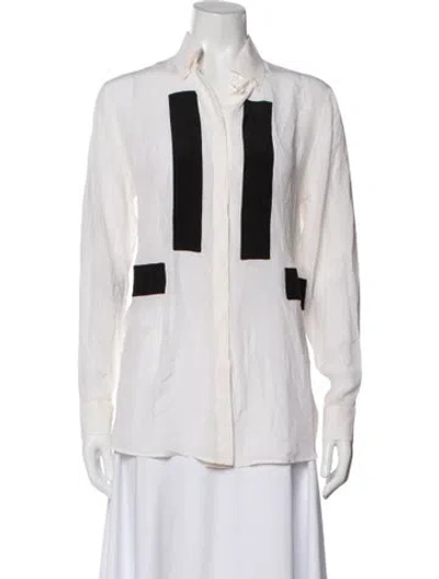 Pre-owned Givenchy Silk Long Sleeve Button-up Top In Neutral