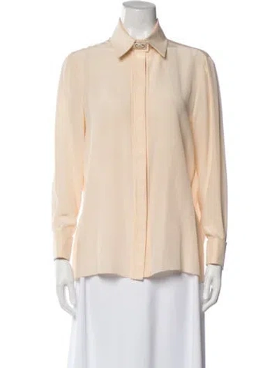 Pre-owned Givenchy Silk Long Sleeve Button-up Top In Neutral