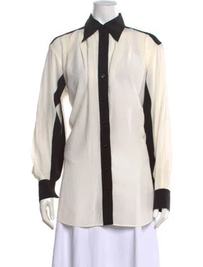 Pre-owned Givenchy Silk Long Sleeve Button-up Top In Neutral
